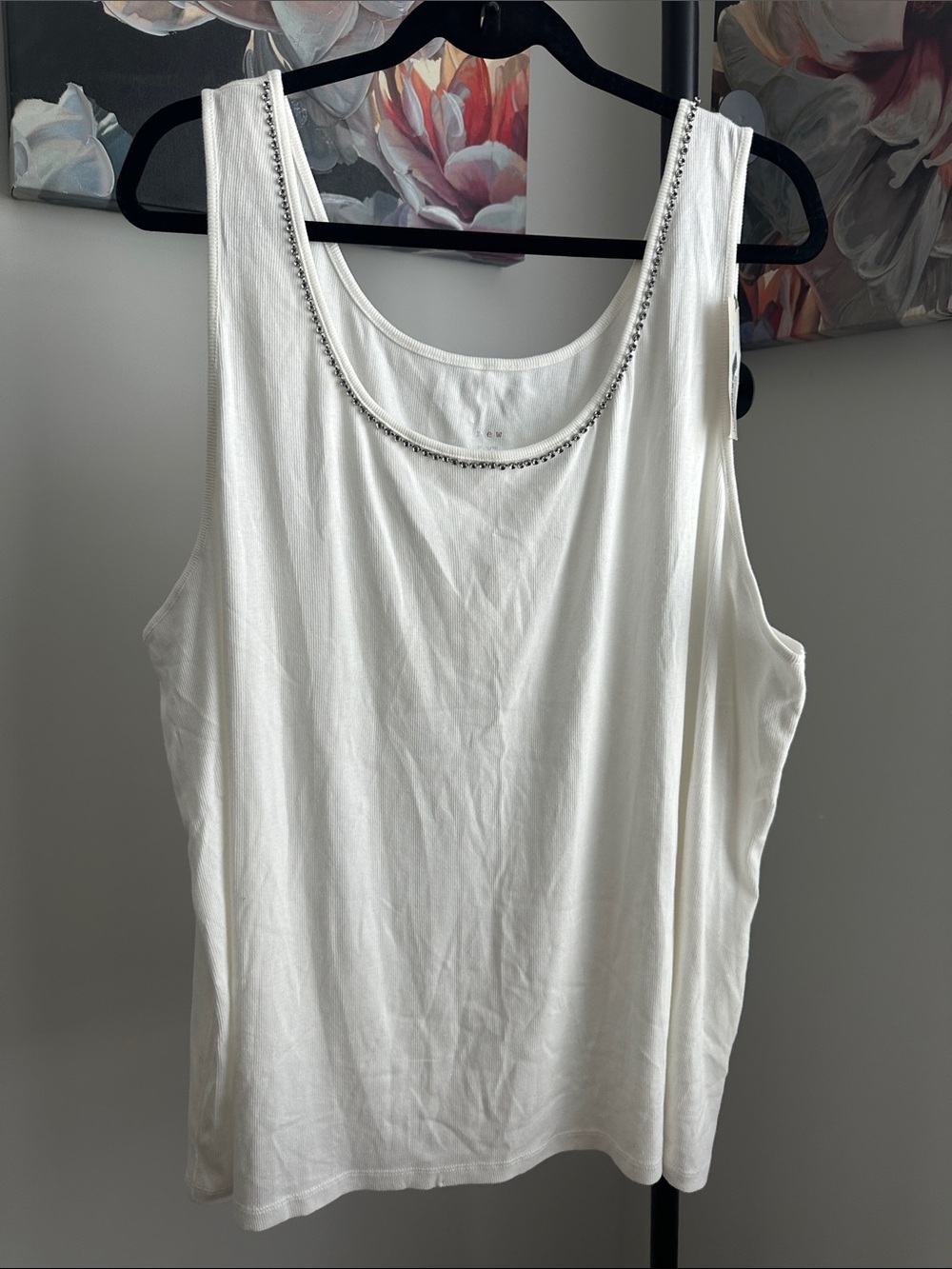 a new day White Rhinestone Scoop Neck Tank Top